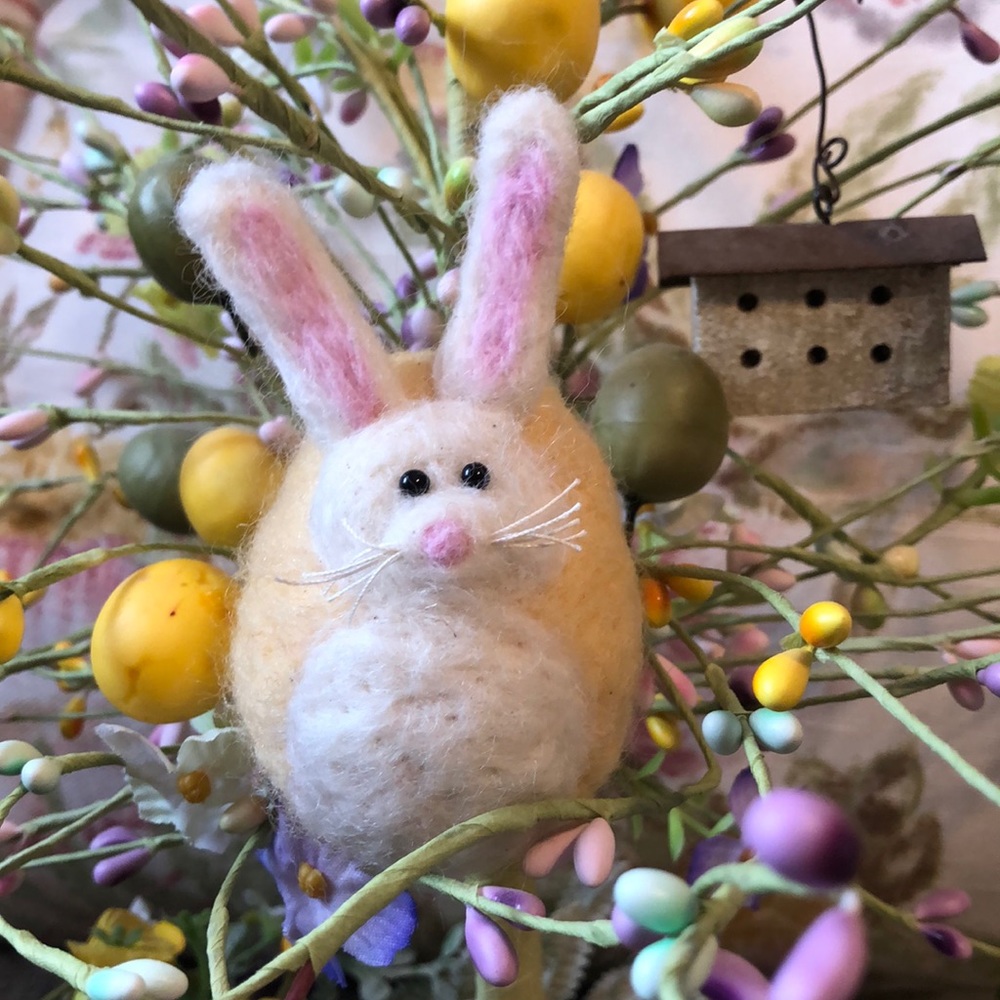 Handmade needle felted Easter egg bunny rabbit collectable spring decoration